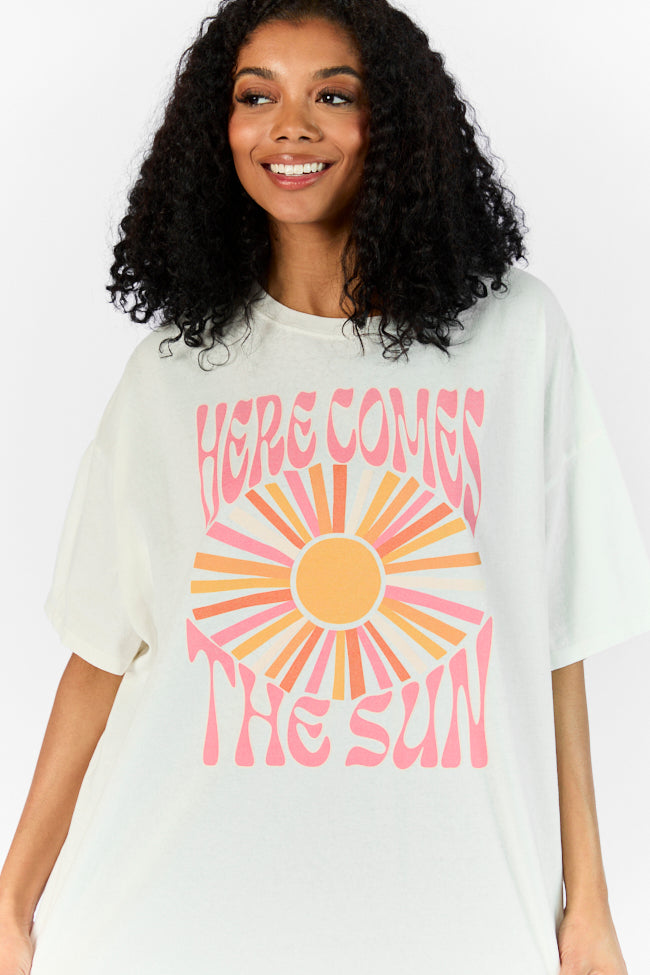 Here Comes The Sun Burst Off White Hyfve Oversized Graphic Tee 2025 New Sale Online