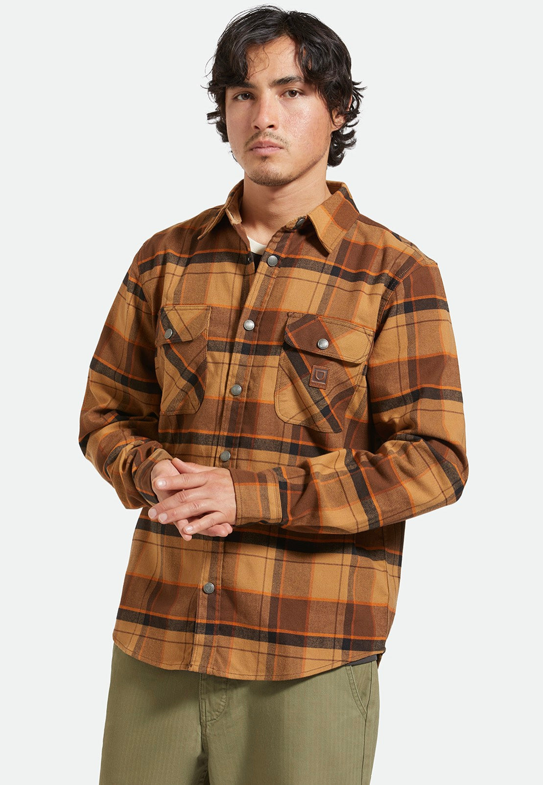 Brixton - Builders Bowery Flannel Burro Brown/Pinecone Brown/Black - Shirt Cheap Order