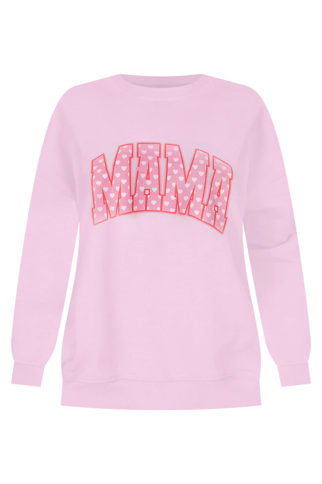 Mama Block Heart Light Pink Oversized Graphic Sweatshirt Newest Cheap Pice