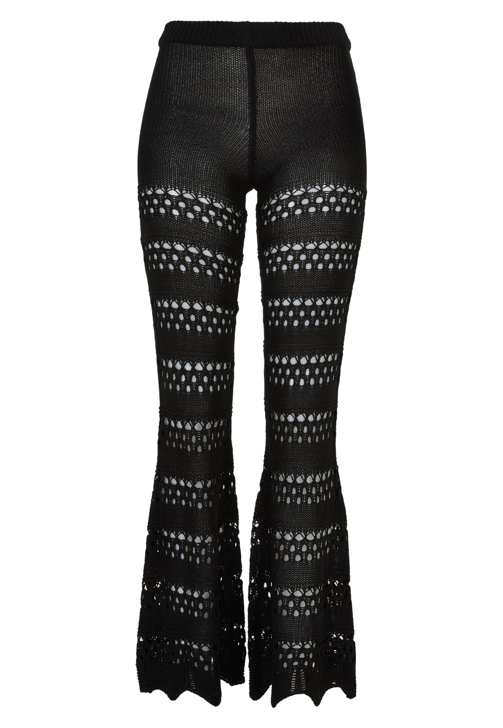 Urban Classics - Ladies Flared Crochet Knit Black - Pants Enjoy For Sale