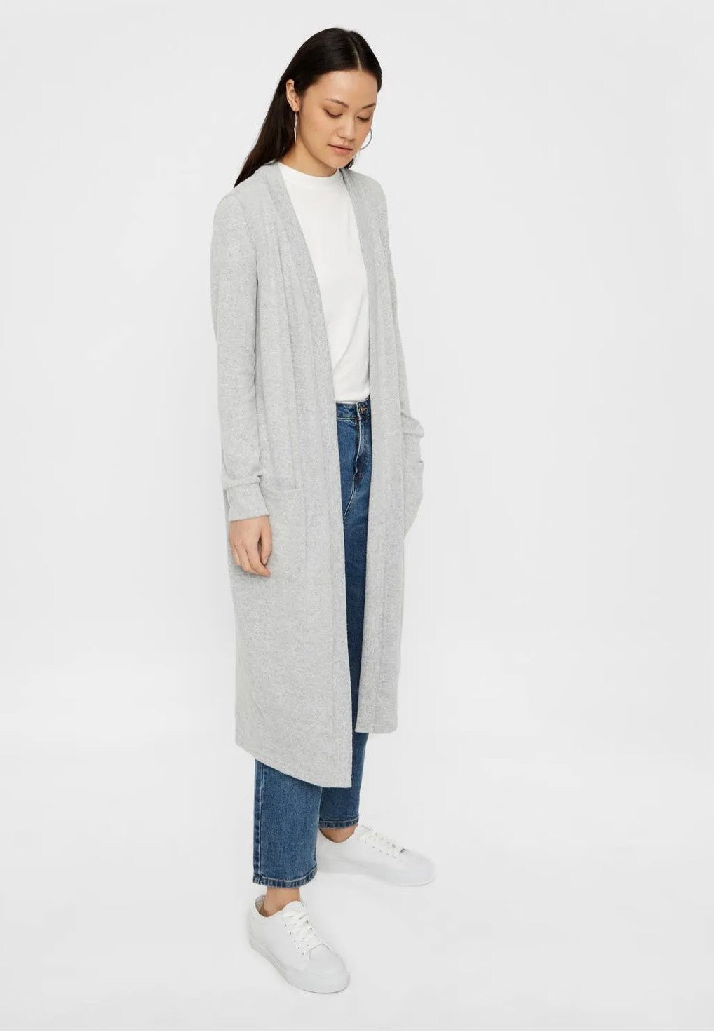 Noisy May - City L/S Long Light Grey Melange - Cardigan Shipping Discount Sale