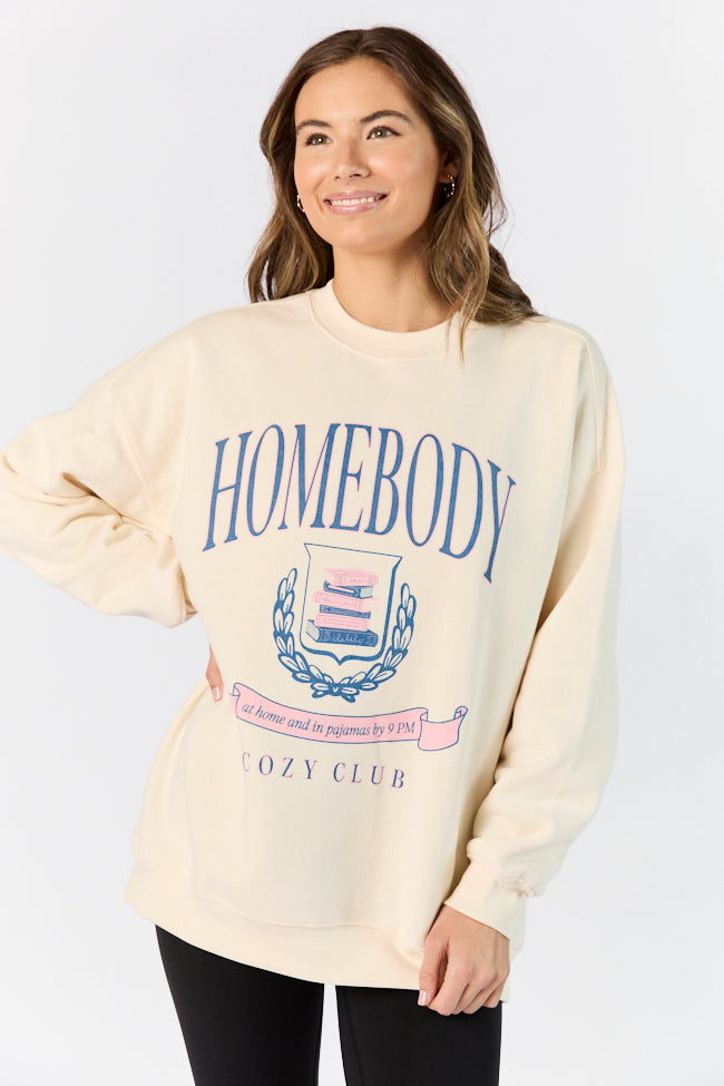 Homebody Club Sweet Cream Oversized Graphic Sweatshirt Cheap Sale Discounts