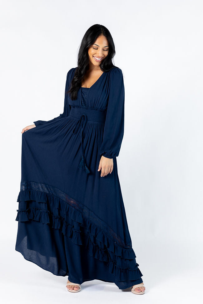 Lucky To Have You Navy Maxi Dress Clearance Sast