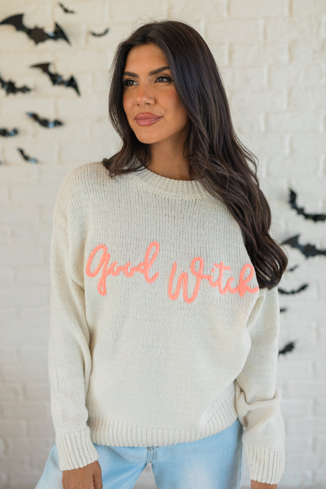 Happy To Be The Good Witch Stone and Coral Sweater FINAL SALE Free Shipping Best Seller