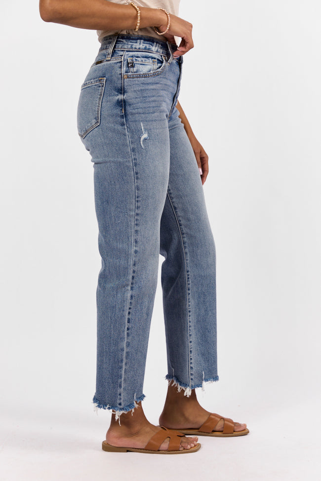 Briauna Light Wash Distressed Hem Ankle Length Wide Leg Jeans Sast Sale Online