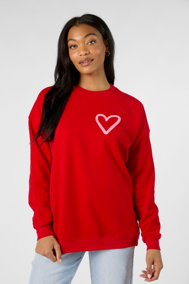 Love You More Red Oversized Graphic Sweatshirt From China Cheap Pice