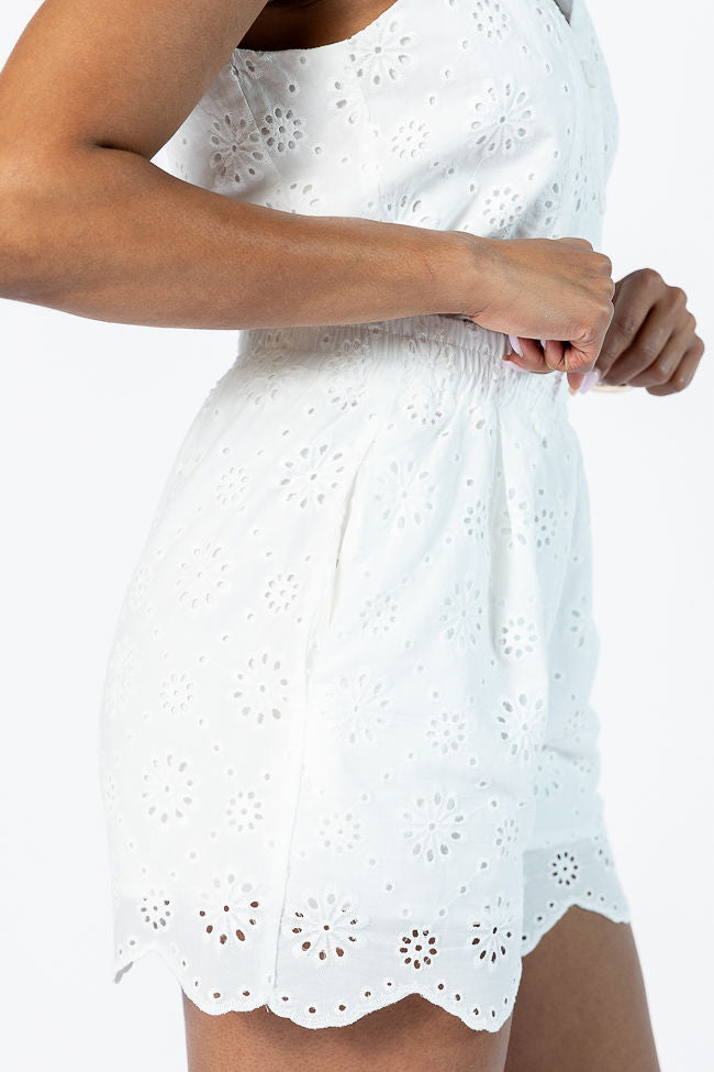 Ready, Set, Bloom White Eyelet Pull On Shorts Outlet Locations Cheap Pice