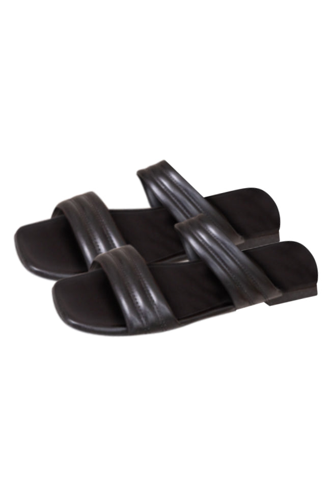 Mae Black Puffy Slip On Sandals FINAL SALE Clearance How Much