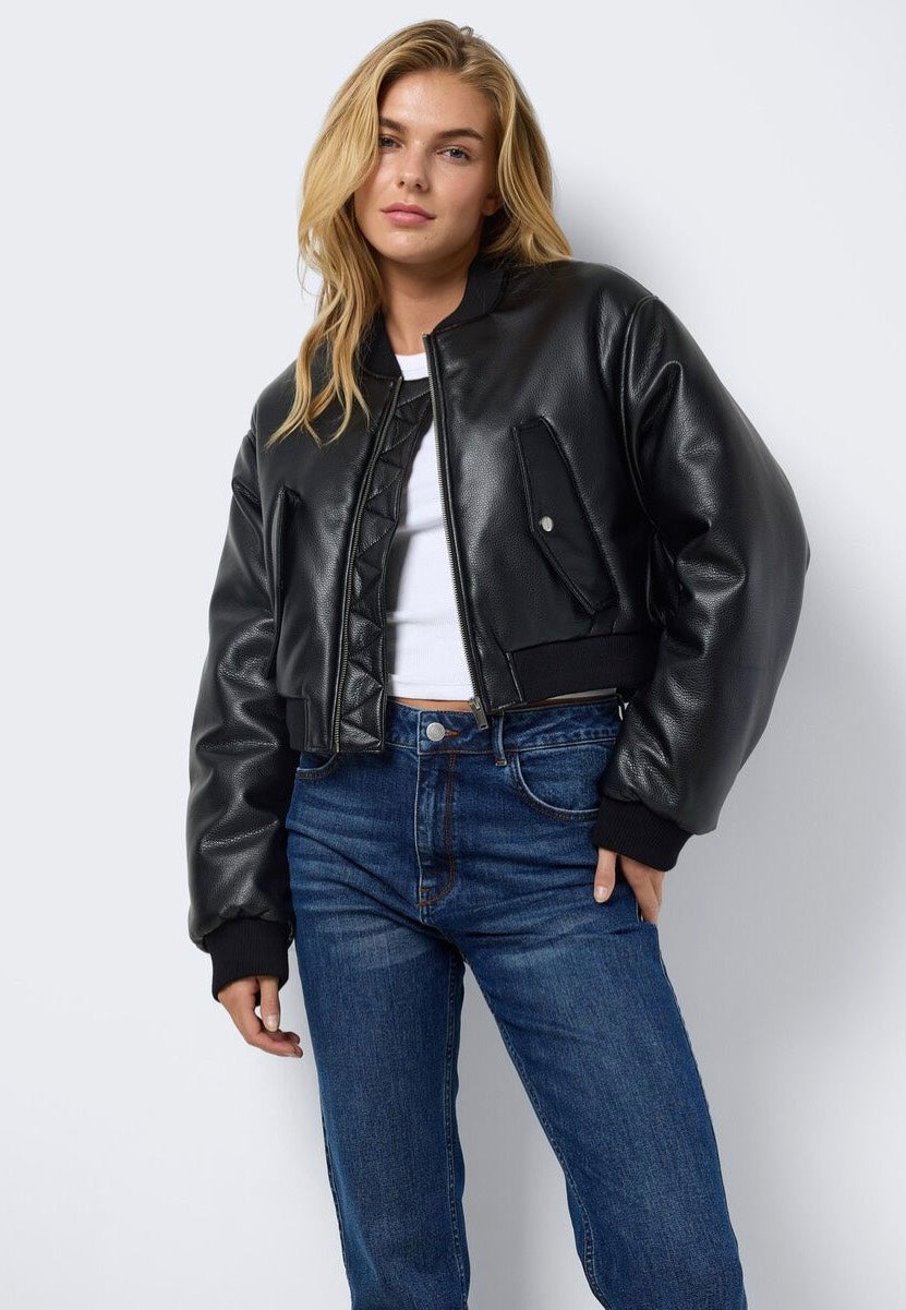 Noisy May - Eileen Pu Structured Black - Leather Jacket Discount Shop For