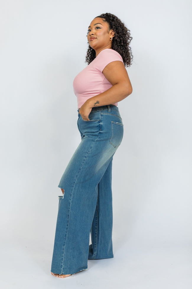 Kelsea Medium Wash Wide Leg Jeans Sale High Quality