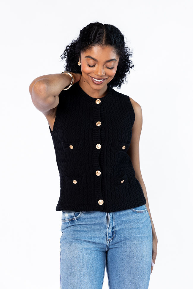 Never Settle Black Sweater Vest With Mastercard Online