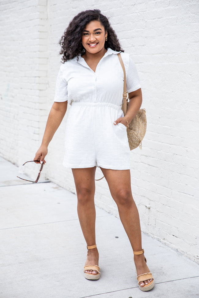 Always On Your Side White Button Up Romper FINAL SALE Outlet Hot Sale