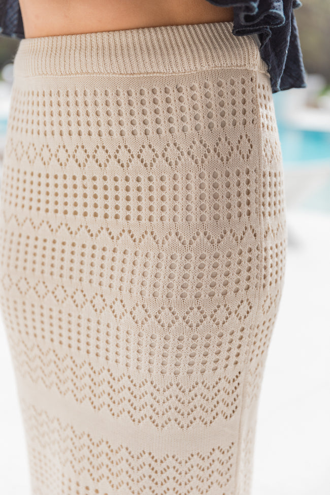 Less Is More Beige Crochet Knit Midi Skirt FINAL SALE Cheap Sale Manchester Great Sale