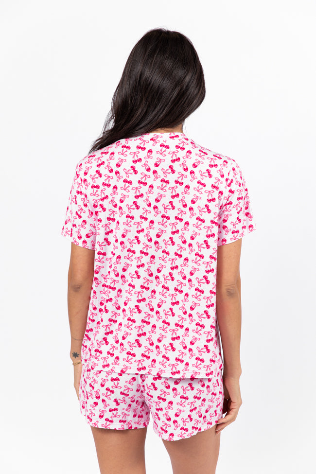 Over the Moon Cherry Hearts Pajama Top Kalee Rogers x Pink Lily FINAL SALE Discount Choice