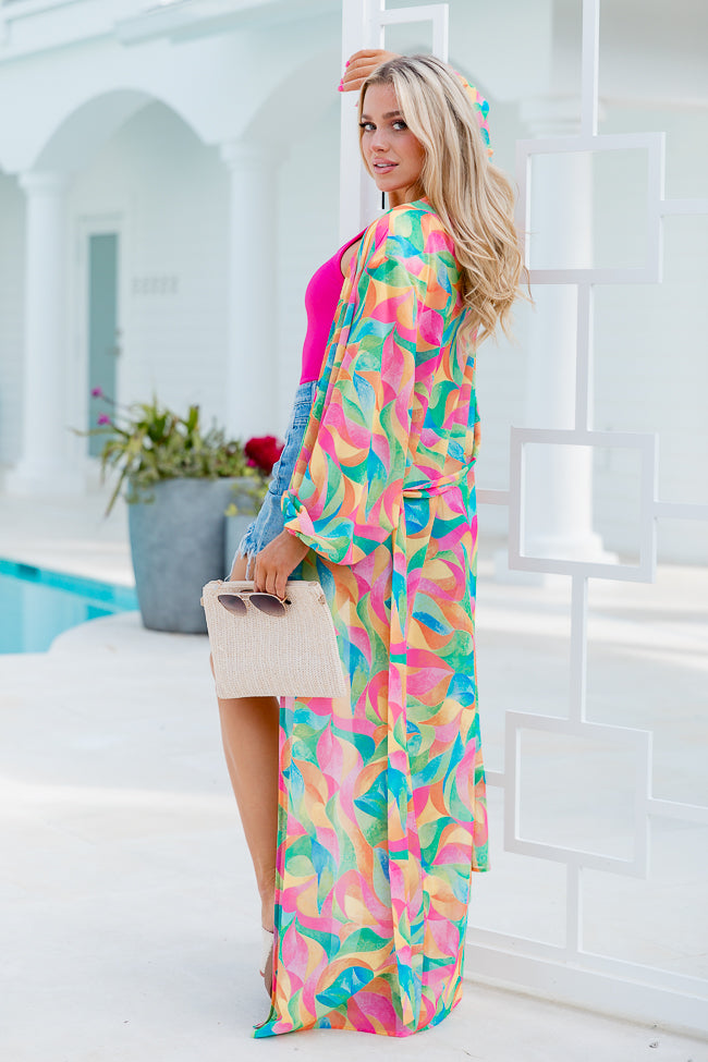 Eyes On Paradise in Kaleidoscope Dreams Belted Kimono Cover Up For Sale Finishline