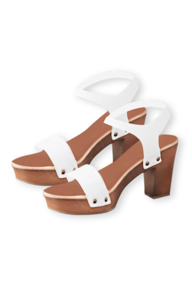 Dory White Wooden Heels FINAL SALE High Quality For Sale