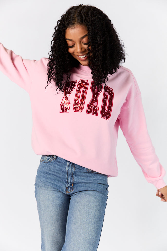 XOXO Patch Light Pink Oversized Sweatshirt FINAL SALE Get Authentic Cheap Online