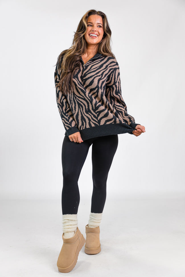 Make It Count In Wild Over You Quarter Zip Sweater FINAL SALE Outlet Official