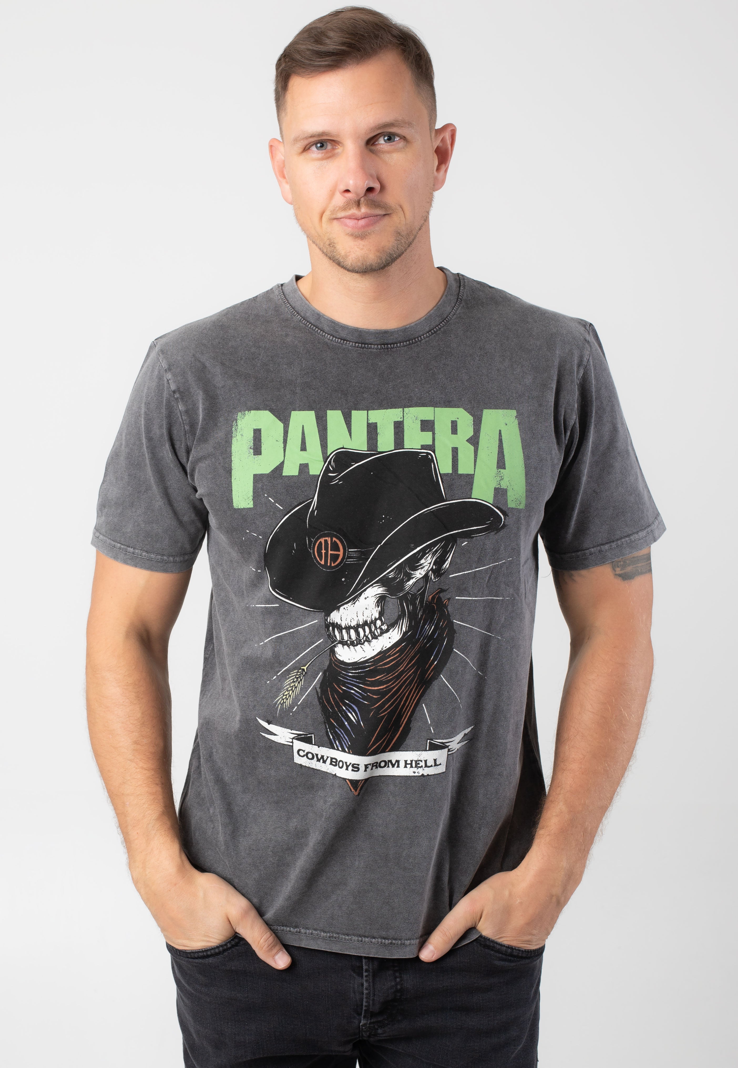 Pantera - Skeleton Cowboy Stone Washed - T-Shirt Outlet Locations Cheap Pice