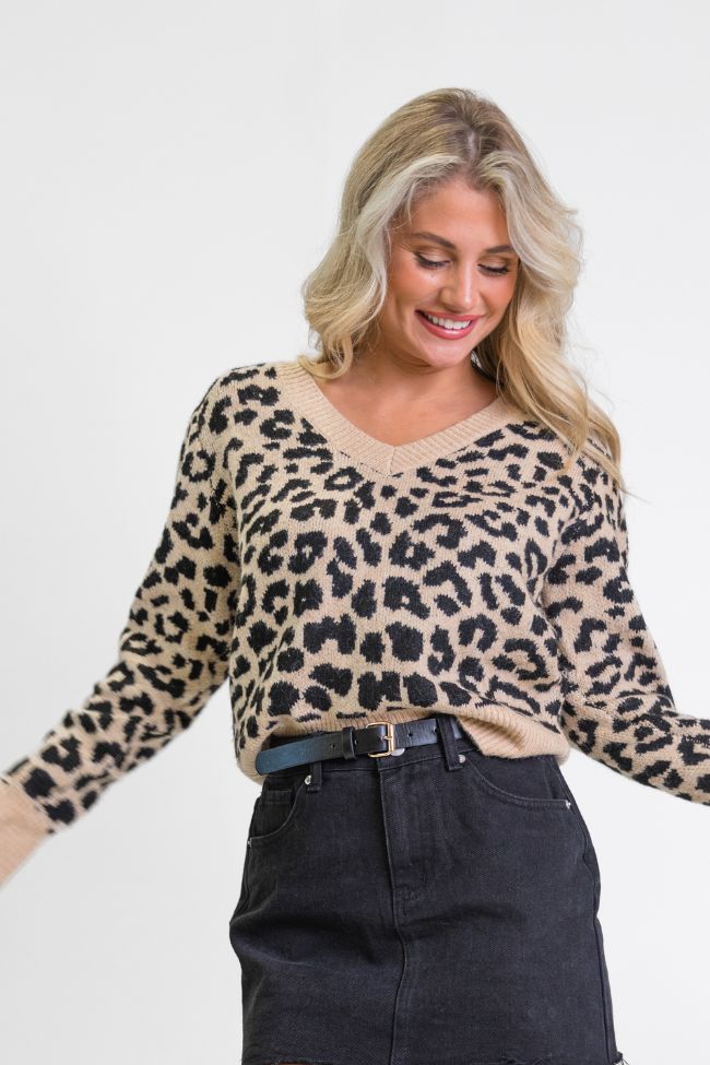 Fierce Feelings V-Neck Leopard Sweater Buy Cheap Shop