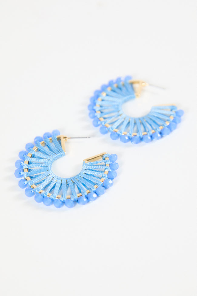 Blue Thread Wrapped Hoop Earrings Cheap Sale Release Dates