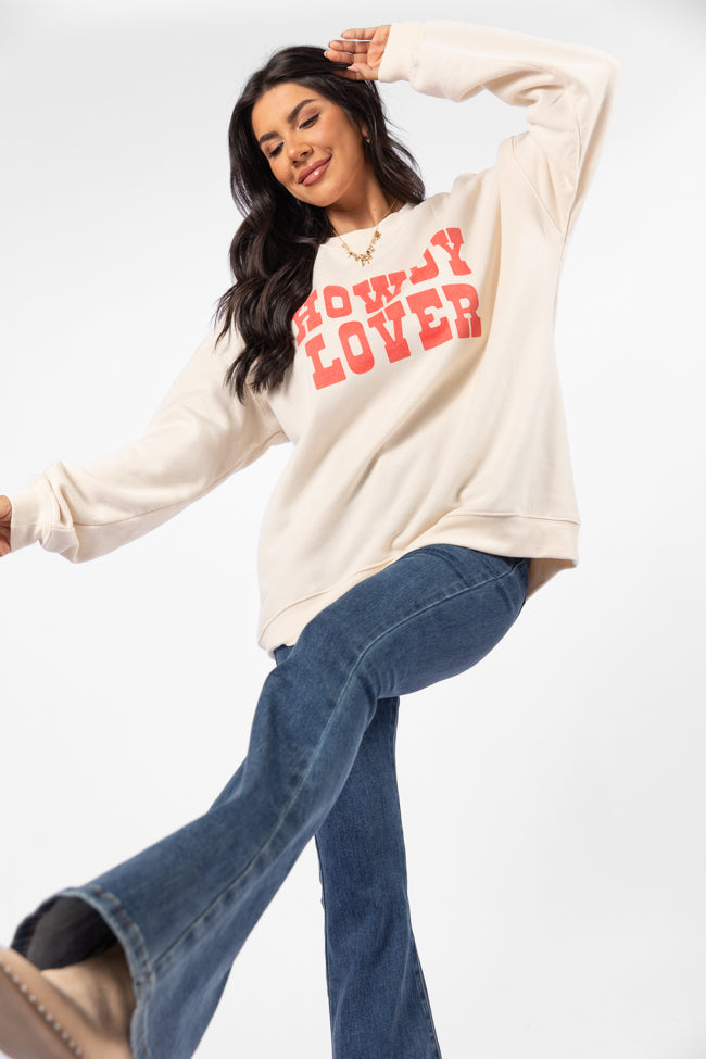 Howdy Lover Cream Oversized Graphic Sweatshirt Wiki Cheap Online