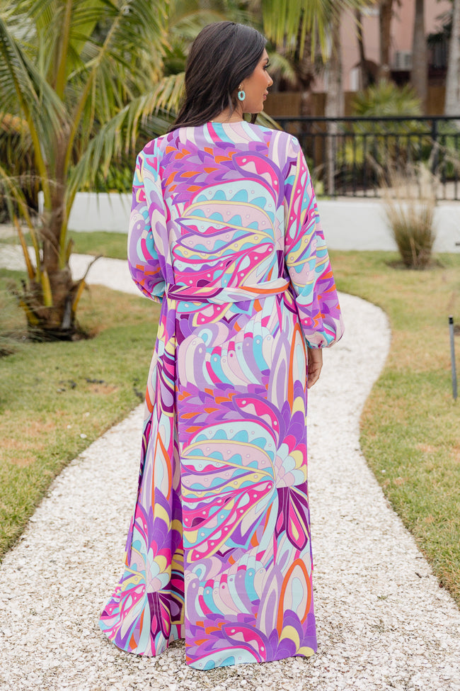 Eyes On Paradise Purple Belted Kimono Cover Up FINAL SALE Clearance Cheapest Pice