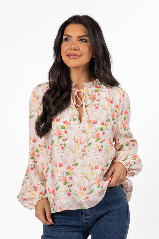 Fade Into You Ivory Multi Button Detail Floral Blouse Outlet Locations Cheap Online