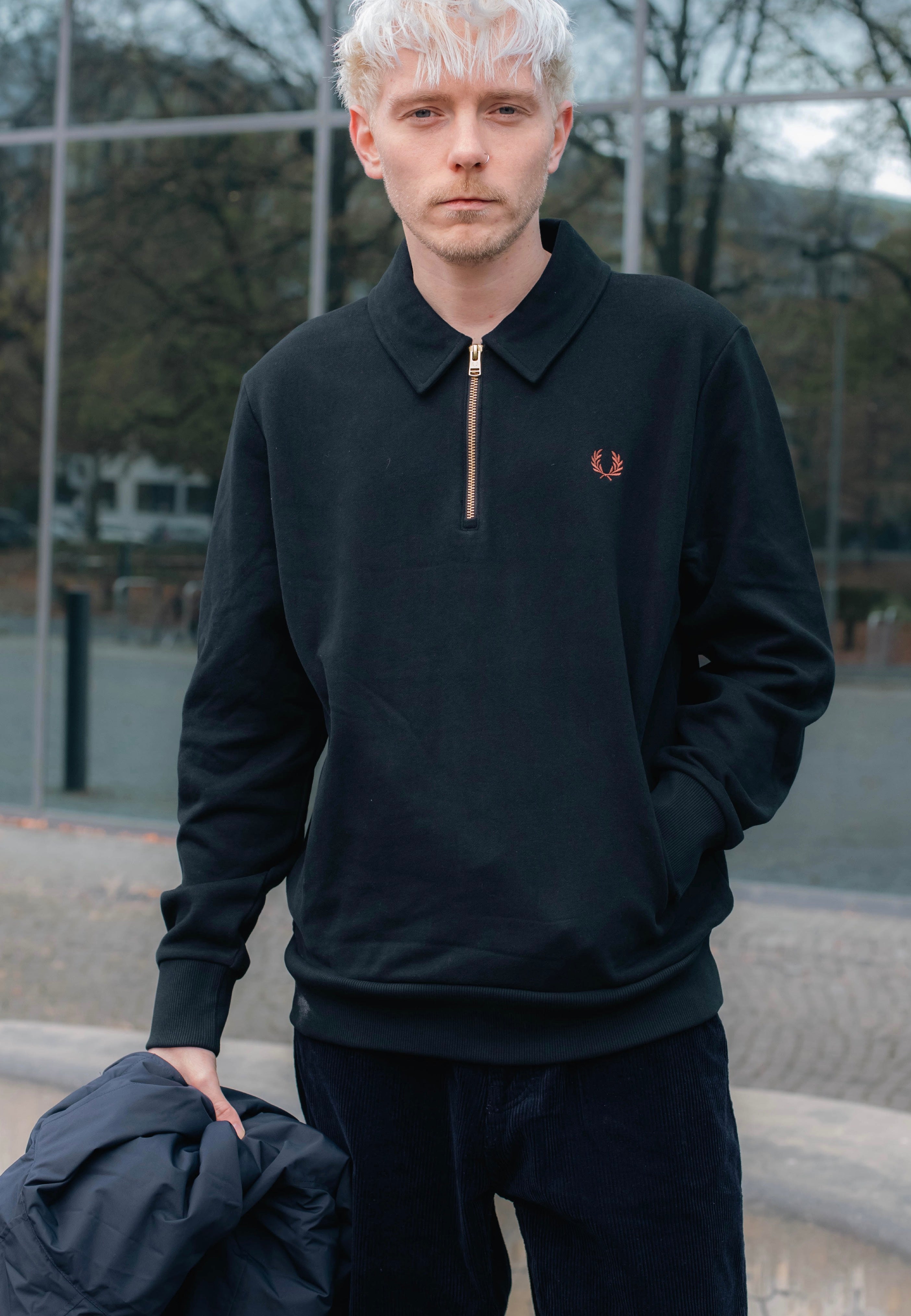 Fred Perry - Half Zip Black - Sweater Cheap Buy