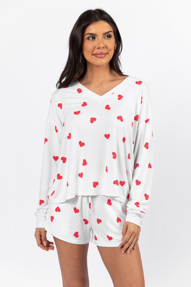 Dreaming Of You Heart Printed Pajama Set FINAL SALE With Mastercard For Sale