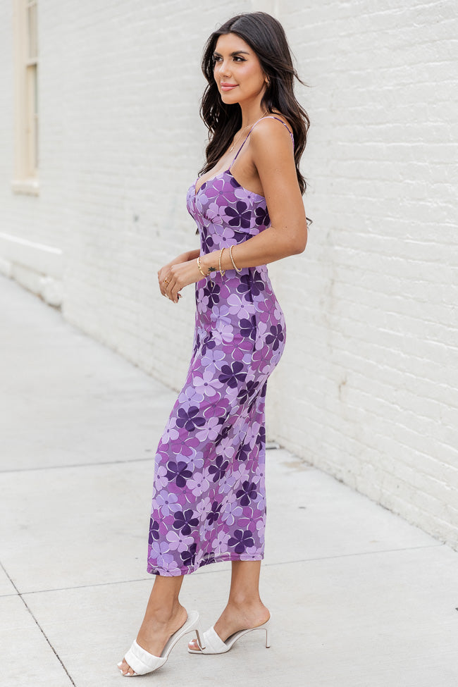 Looking Good Purple Floral Tank Strap Midi Dress FINAL SALE Outlet Locations Cheap Pice