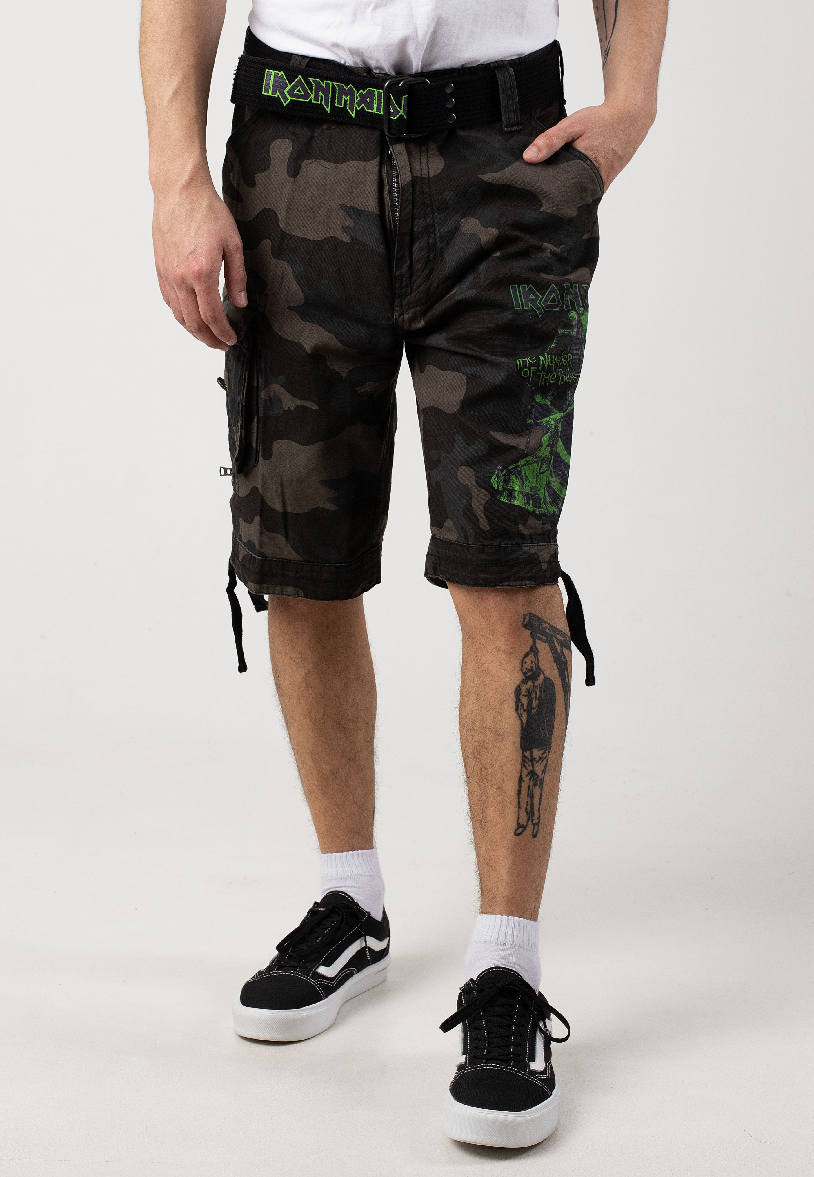 Brandit x Iron Maiden - Savage The Number Of The Beast Darkcamo - Shorts Cheap Brand New Unisex