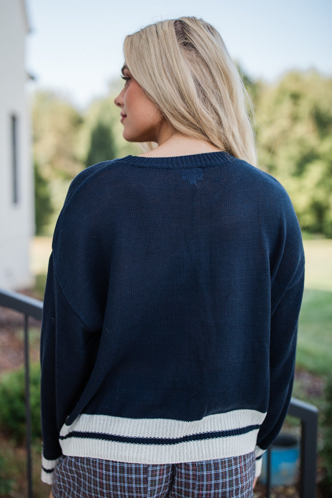 Let's Go For A Walk Navy Sweater FINAL SALE