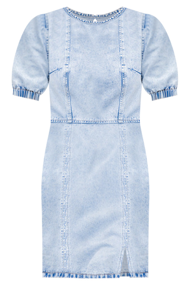 The One I Loved Acid Wash Puff Sleeve Mini Dress FINAL SALE Clearance Shop