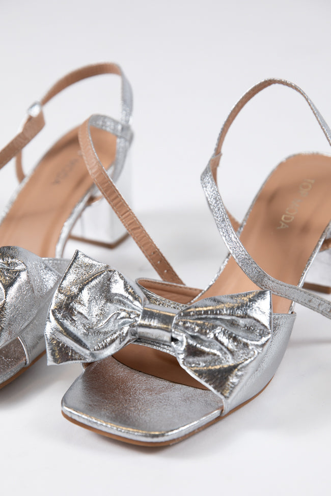 Drew Silver Bow Heels How Much Cheap Online