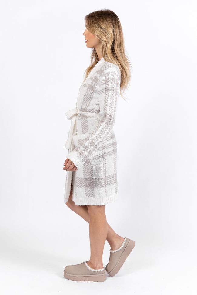 It Was All A Dream Grey Plaid Robe SALE For Sale