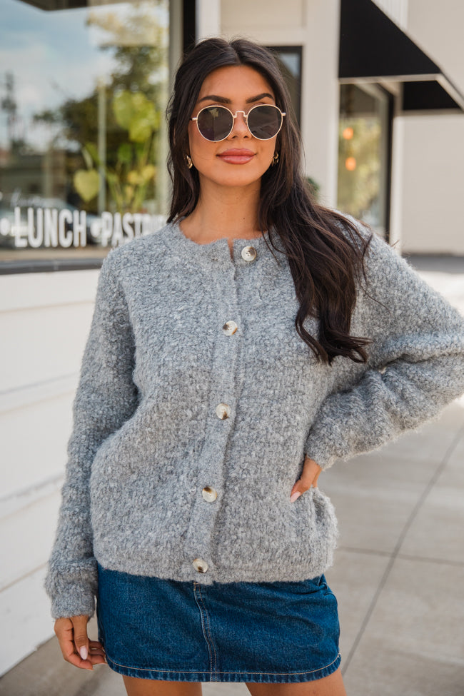 Seasonal Shift Grey Boucle Cardigan Jacket FINAL SALE Deals Cheap Pice