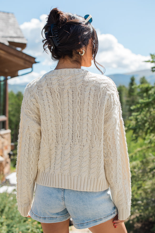 Fall Sentiments Cream Cable Knit Crew Neck Sweater Outlet Locations Cheap Online