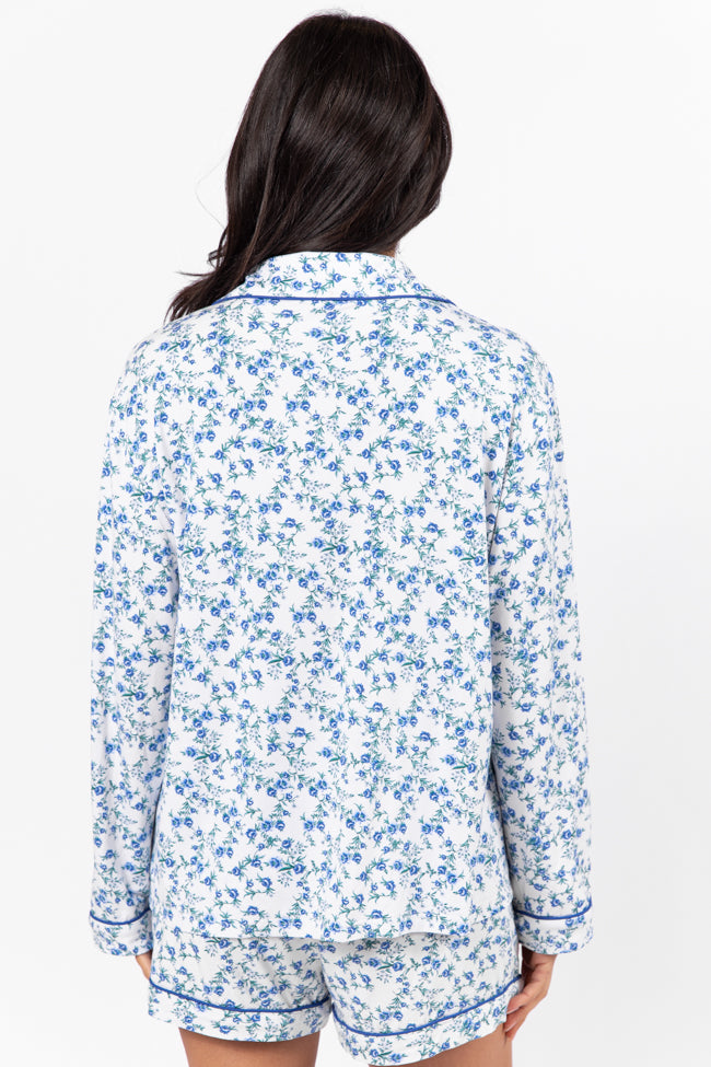 Under The Stars Blue Floral Pajama Top Buy Cheap Recommend