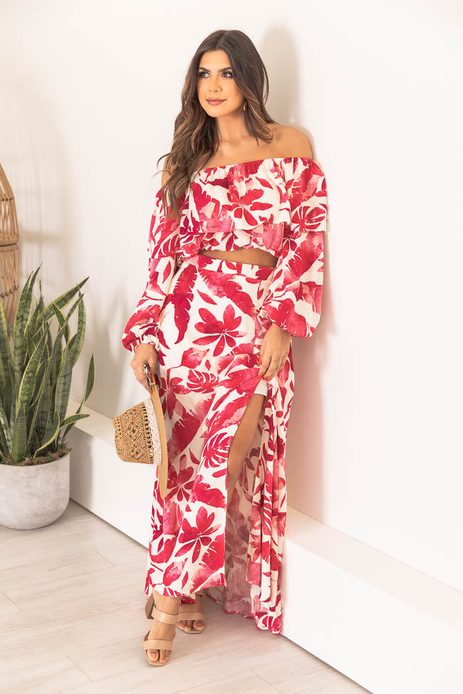 Passport To Paradise Pink/White Printed Maxi Skirt FINAL SALE Real Online