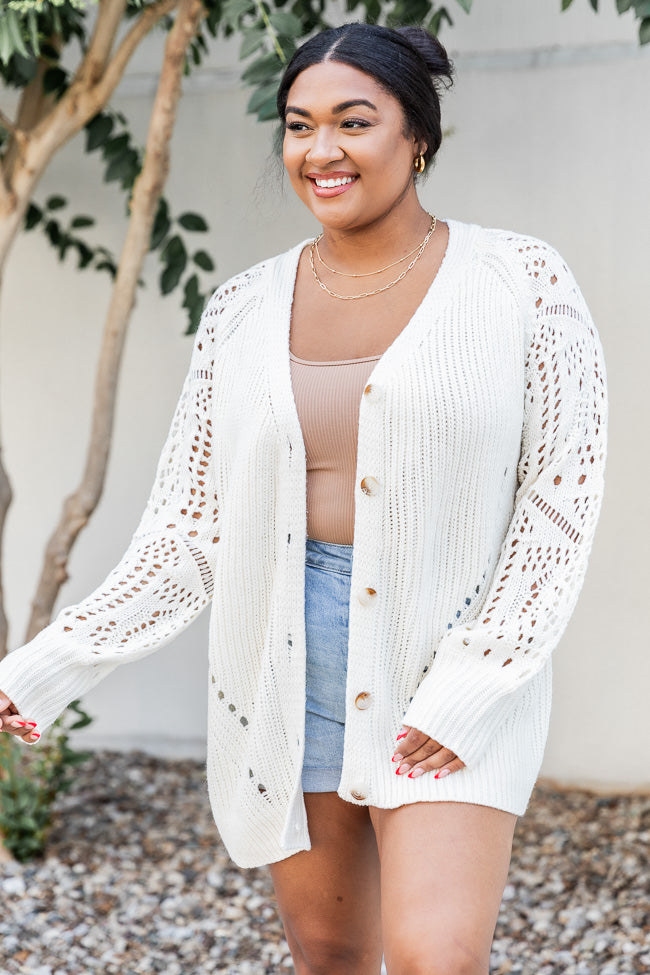 Feel Happiness Cream Crochet Cardigan SALE Clearance Shop