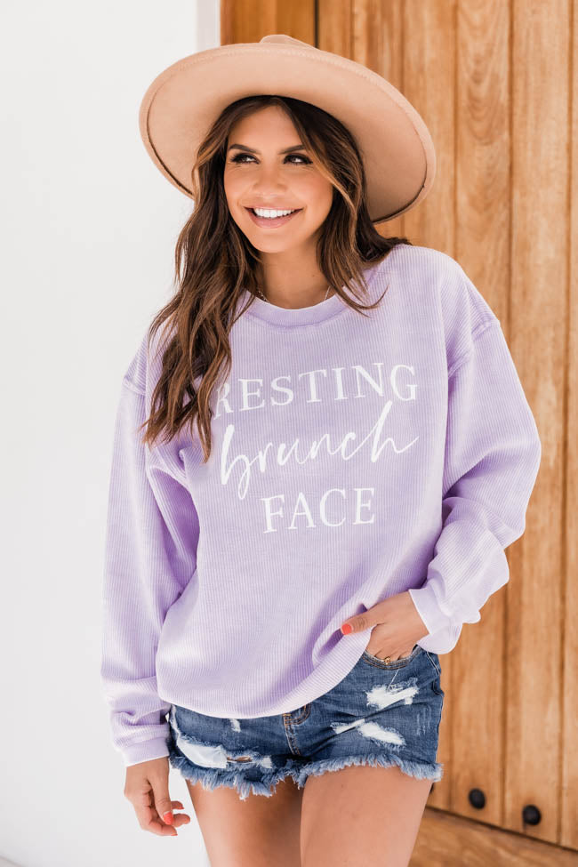 Resting Brunch Face Lilac Corded Graphic Sweatshirt FINAL SALE With Credit Card Cheap Online