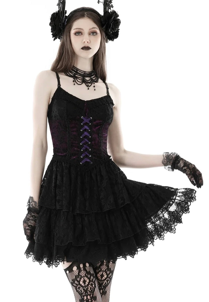 Dark In Love - Gothic Sexy Black Purple Lace Mini Black - Dress Buy Cheap Browse