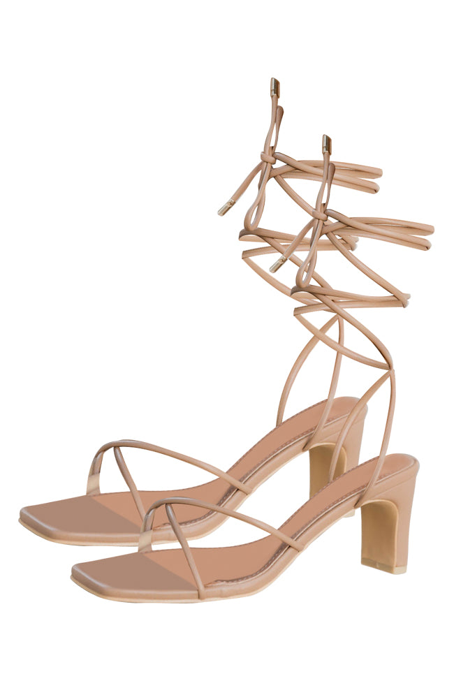 Zoe Strappy Lace Up Beige Heels FINAL SALE Free Shipping Geniue Stockist