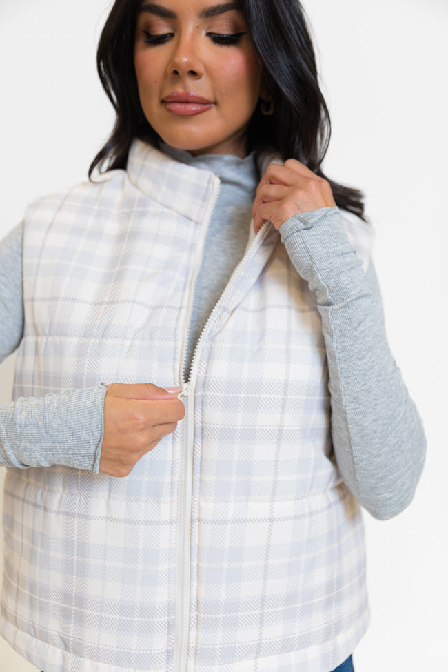 In A Bubble Beige Plaid Puffer Vest SALE Finishline Cheap Online