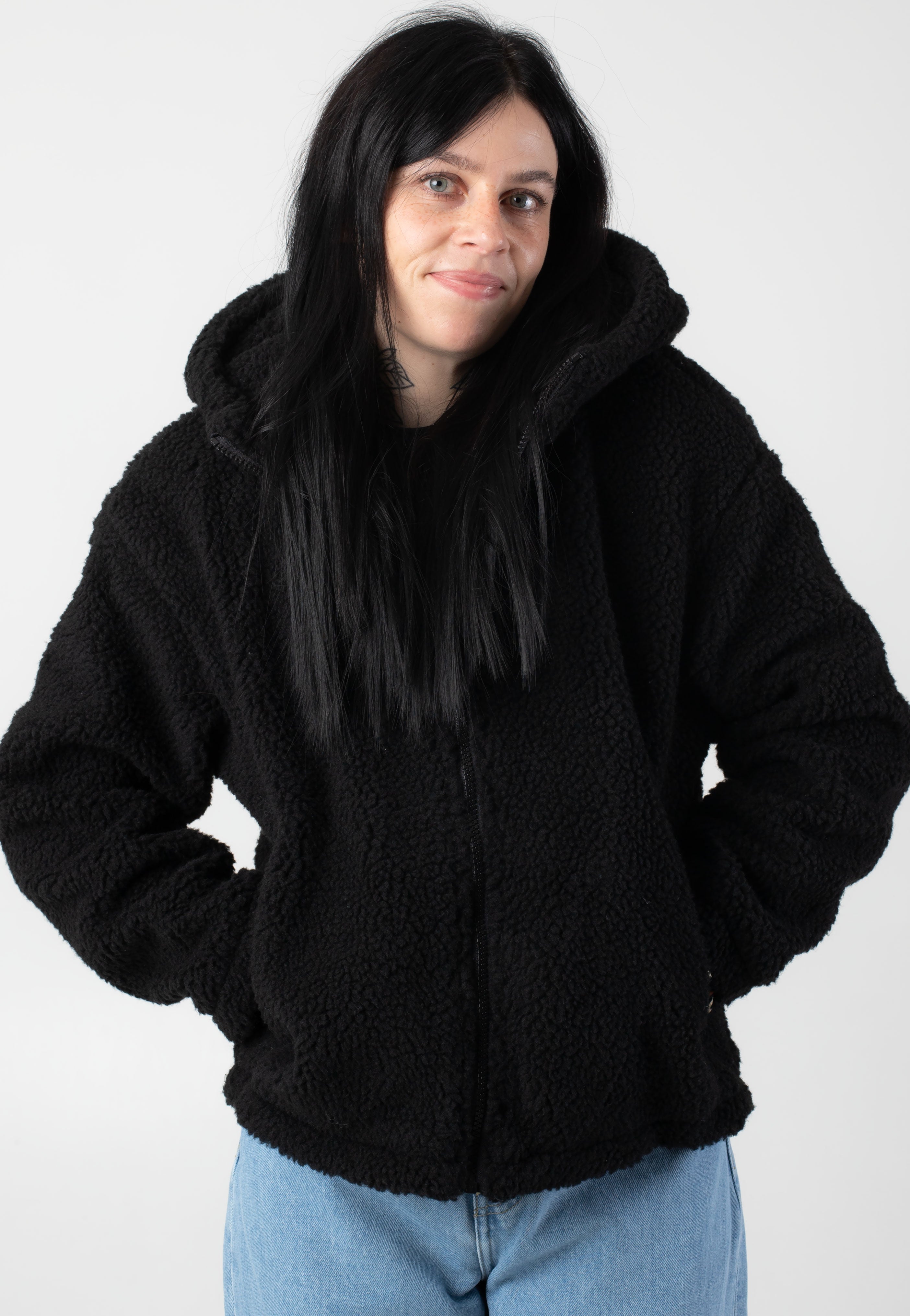 Urban Classics - Ladies Short Hooded Sherpa Black - Jacket Free Shipping Pay With Visa