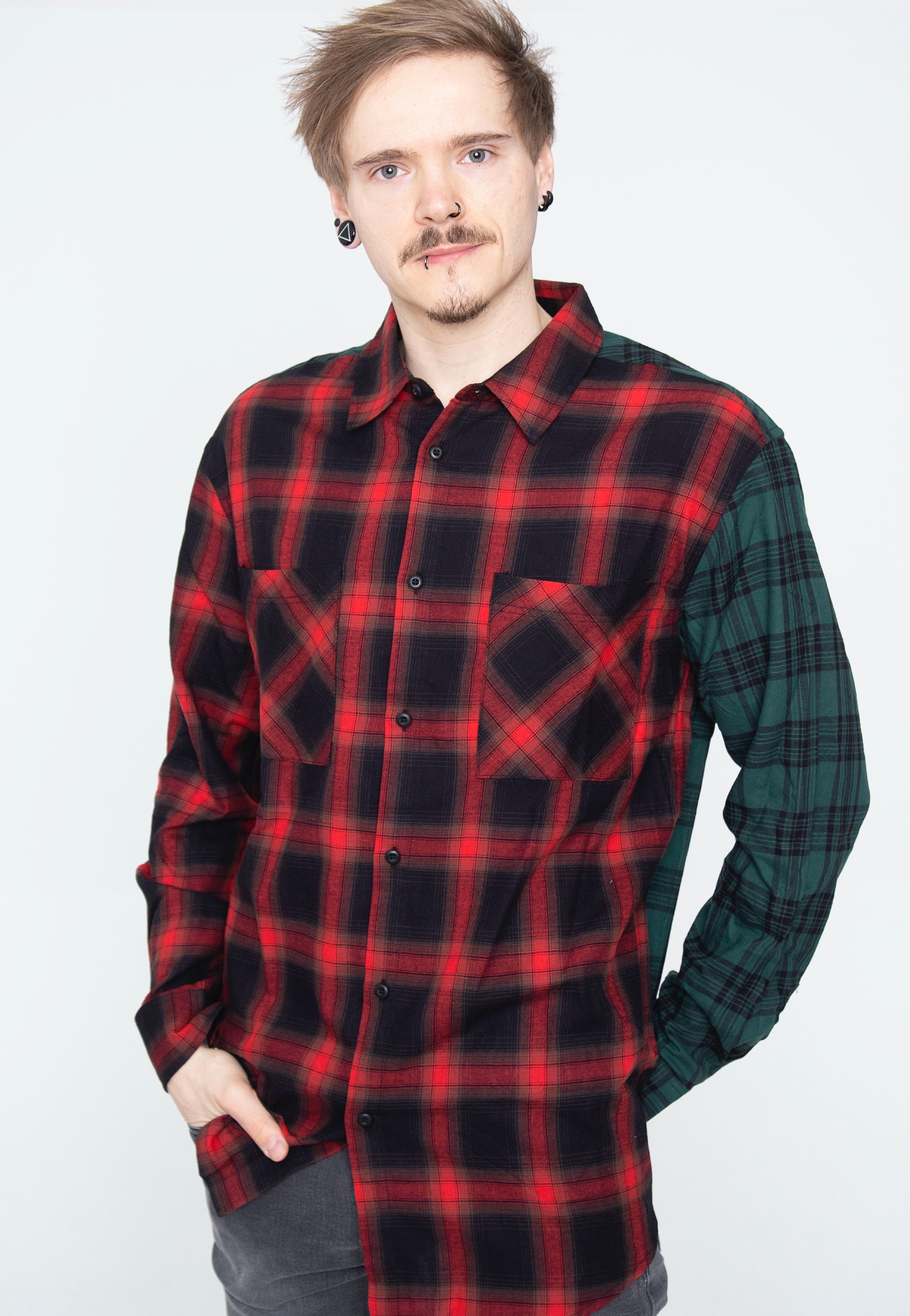 Urban Classics - Oversized Mix Check Black/Red/Green - Shirt Good Selling Cheap Online