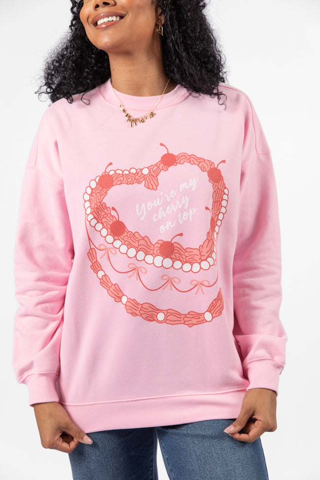 Vintage Cake Light Pink Oversized Graphic Sweatshirt Buy Cheap With Credit Card