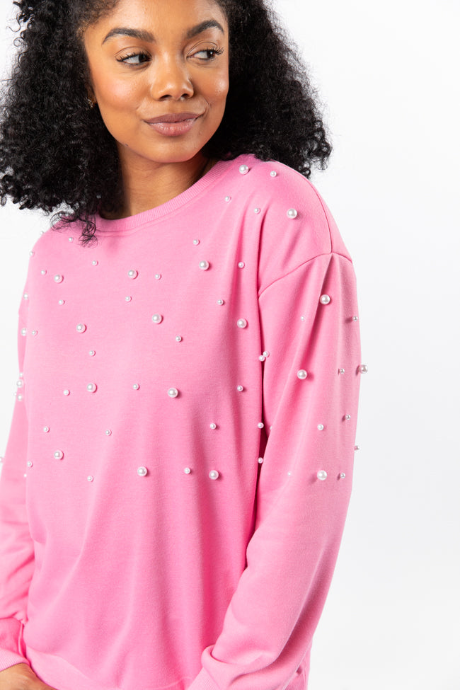 Always Us Pink Pearl Embellished Pullover FINAL SALE Cheap Sale 2025