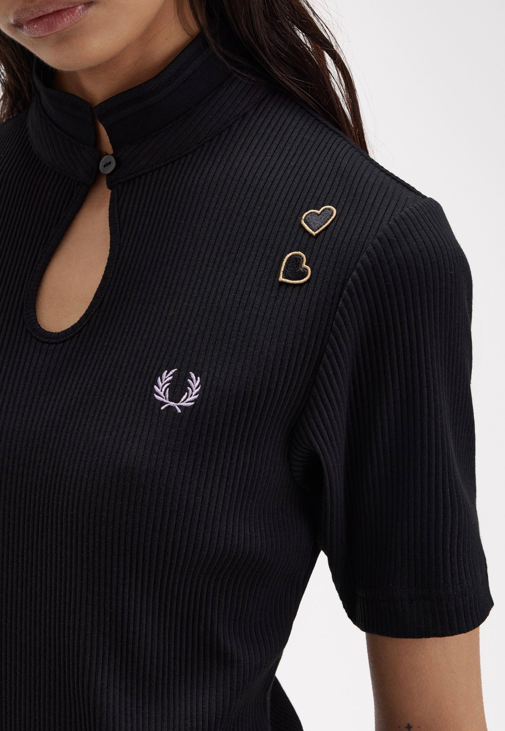 Fred Perry x Amy Winehouse - Ribbed Polo Black - Dress Pictures Cheap Online